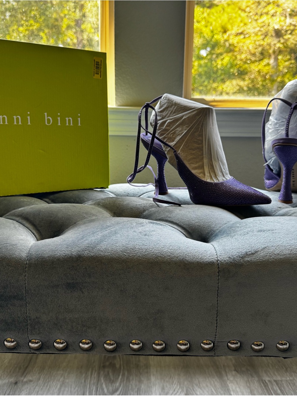 Gianni Bini Purple Embellished Slingback Heels